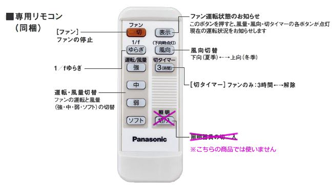 Amazon商品ページシーリングファン リモコン パナソニック