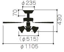 IPH-6200M + IC80071N-6G TOSHIBA(東芝ライテック)製シーリングファンライト【生産終了品】