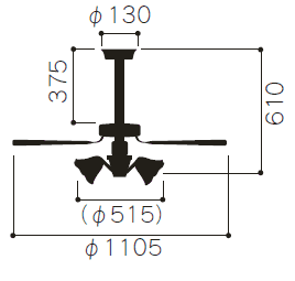 IPH-5200M + LEDC88010 + IPH-538N + EFA15EL-E26 TOSHIBA(東芝ライテック)製シーリングファンライト【生産終了品】