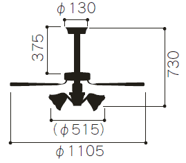 IPH-5100M + IC80071N-6G + IPH-537N TOSHIBA(東芝ライテック)製シーリングファンライト【生産終了品】
