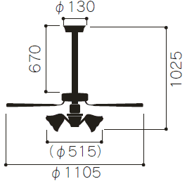 IPH-5100M + IC80071N-6G + IPH-532N TOSHIBA(東芝ライテック)製シーリングファンライト【生産終了品】