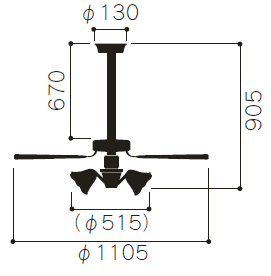 IPH-5100M + LEDC88007 + IPH-532N + EFA15EL-E26 TOSHIBA(東芝ライテック)製シーリングファンライト【生産終了品】
