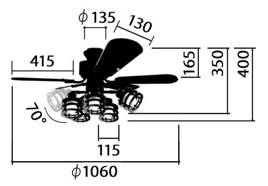 YCF-377IV,Freely5 (フリーリィ) YOUWA(ユーワ)製シーリングファンライト【生産終了品】