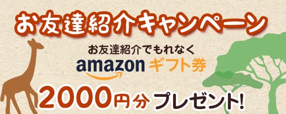 お友達紹介キャンペーン お友達紹介でもれなく amazonギフト券2000円分プレゼント