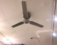 横浜市磯子区　マンション普通天井　パイプ最短加工　ハモサ製シーリングファン　取付工事事例