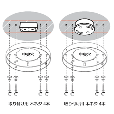 引掛シーリングへのアタッチメント（取付金具）の説明画像