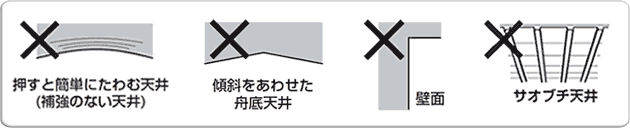 強度が足りない可能性のある天井