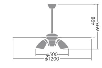 DP-38028E + DP-37973 + DP-37586 傾斜対応 LED 電球色 5灯 DAIKO(ダイコー)製シーリングファンライト