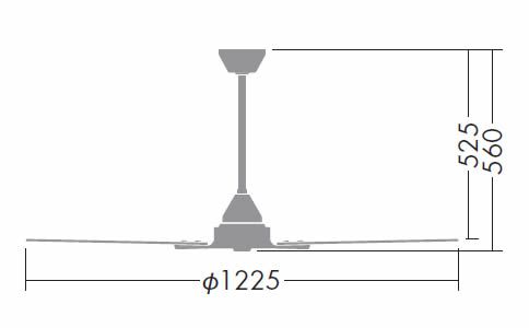 DP-38025 + DP-37650 傾斜対応 軽量 DAIKO(ダイコー)製シーリングファン