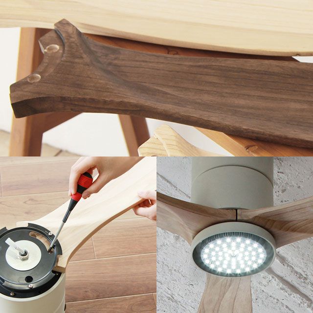 JE-CF004M SV + C-F01,JAVALO ELF Modern Collection REAL wood blades 電球色 大風量 LED 調光 1灯 薄型 軽量 HANWA(阪和)ハンワ製シーリングファンライト