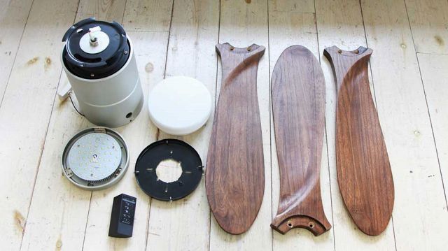 JE-CF017M SV,JAVALO ELF Modern Collection REAL wood blades 大風量 LED 調光 電球色 1灯 薄型 軽量 HANWA(阪和)ハンワ製シーリングファンライト