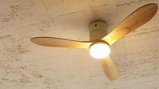 JE-CF017M WH,JAVALO ELF Modern Collection REAL wood blades 大風量 LED 調光 電球色 1灯 薄型 軽量 HANWA(阪和)ハンワ製シーリングファンライト