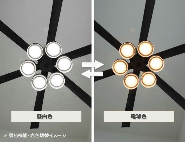 WF247 + WF269PC 大風量 LED 調光調色(電球色-昼白色) 6灯 薄型 ODELIC(オーデリック)製シーリングファンライト